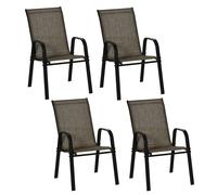 OUTSUNNY Set of 4 Garden Dining Chair Set Outdoor w/ High Back, Beige in Brown | Size: 4 Pack Outsunny Brown 4 Pack