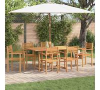 Outdoor Dining Chair Set of 6 Brown Solid Teak Wood 56x55x90.5cm Carved Armrests