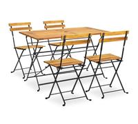 Outdoor Dining Set 120cm Solid Acacia Wood & Powder-Coated Steel, Foldable 5pc.