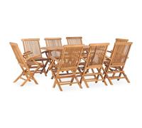 Outdoor Dining Set 160x80x75cm Solid Teak Wood Folding 9pc Brown 4-Seater Garden