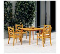 Outdoor Dining Set 3-piece Solid Acacia Wood Natural 85cm Round Table & 2 Chairs