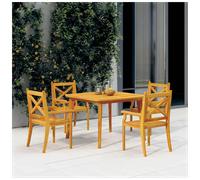 Outdoor Dining Set 3-piece Solid Acacia Wood Natural 85cm Round Table & 2 Chairs