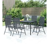 Outdoor dining set 3pc Anthracite steel 80x80cm table 2 recliners foldable incl.