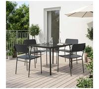 Outdoor Dining Set 5pc Anthracite Powder-Coated Steel Mesh Table 100x80x72cm UV