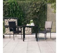 Outdoor Dining Set 5pc Black PE Rattan Powder-Coated Steel 160x80cm in lass.