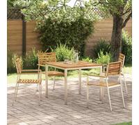 Outdoor Dining Set 5pc Brown Solid Acacia Wood Table 90x90cm Chairs 56x54.5cm XL