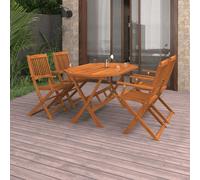 Outdoor dining set 5pc foldable solid acacia wood table 135x85x75 cm oil chairs