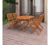 Outdoor dining set 5pc foldable solid acacia wood table 135x85x75 cm oil chairs