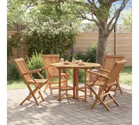 Outdoor Dining Set 5pc Folding Teak Hardwood Natural 110x75 cm Garden Seats4Eco