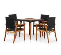 vidaXL 5 Piece Outdoor Dining Set Poly Rattan Black and Brown