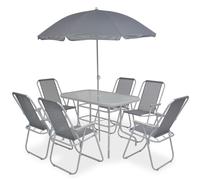 Outdoor Dining Set 6/8 Piece Textilene Grey Garden Table Chair Umbrella vidaXL