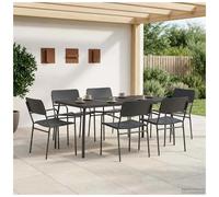 Outdoor Dining Set 6-Seater Anthracite Steel 165x80x72cm Powder-Coated Mesh Home
