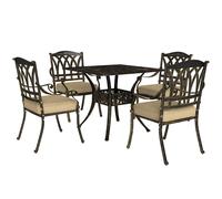 Outdoor Dining Set 7-piece Bronze Tone Cast Aluminium Rectangular Table 150x90cm