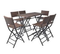 Outdoor Dining Set 7 Pieces Poly Rattan Folding Table Chair Brown/Black vidaXL