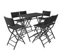Outdoor Dining Set 7 Pieces Poly Rattan Folding Table Chair Brown/Black vidaXL