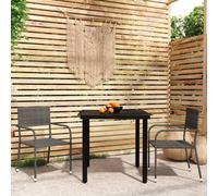 Outdoor Dining Set 80cm Grey PE Rattan Powder-Coated Steel Tempered Glass 4pc UK