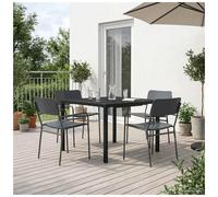 Outdoor Dining Set Anthracite Steel 100x100cm Powder-Coated 5pc 4-Seater Modern