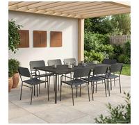 Outdoor Dining Set Anthracite Steel 200x100cm Mesh Table 8-Seater Powder-coated