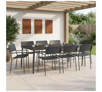 Outdoor Dining Set Anthracite Steel 200x100x72cm Mesh Top 6-Seater Powder Coated