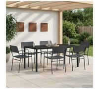 Outdoor dining set - Anthracite Steel 7pcs 6-seater Table 165x80x72cm Powdercoat