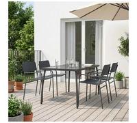 Outdoor dining set Anthracite steel powdercoat 165x80x72cm tabletop + 4pc chairs