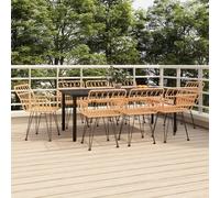 Outdoor Dining Set Brown 200cm PE Rattan 9-Piece Steel Frame Tempered Glass Sale