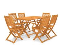Outdoor Dining Set Brown Solid Acacia Wood 7-Piece Folding 120x70x74cm for Patio