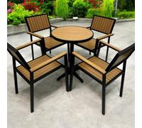Outdoor Dining Set For Four 4 Stacking Chairs Plus Pedestal Table Be Furniture