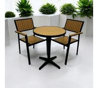 Outdoor Dining Set For Two 2 X Deluxe Stacking Chairs & 1 Pedestal Table Be Furniture