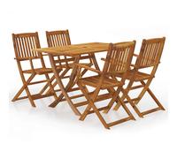 vidaXL Solid Acacia Wood Outdoor Dining Set 5 Piece Garden Folding Table Chair