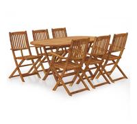 7Set GARDEN Patio Outdoor Dining Solid Wood Folding oval Table Chair Grey/brown