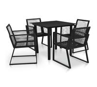 Outdoor Dining Set Garden Furniture Set PVC Rattan Black 3/5 Piece vidaXL