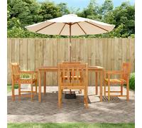 Outdoor dining set Natural 150cm acacia wood 3pc table with 2 armchairs compact