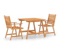 vidaXL Solid Acacia Wood Garden Dining Set 3 Piece Wooden Outdoor Furniture