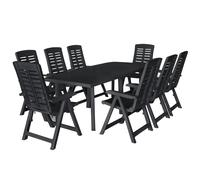 Outdoor Dining Set Plastic Anthracite 216x90x72cm 9-Piece Table & 8 Chairs Fold