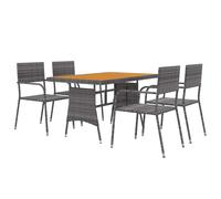 Outdoor Dining Set Poly Rattan Garden Table Chair Black/Grey 5/7 Piece vidaXL