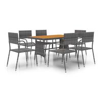 Outdoor Dining Set Poly Rattan Garden Table Chair Black/Grey 5/7 Piece vidaXL