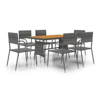 Outdoor Dining Set Poly Rattan Garden Table Chair Black/Grey 5/7 Piece vidaXL