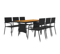 Outdoor Dining Set Poly Rattan Garden Table Chair Black/Grey 7/9 Piece vidaXL
