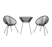 Outdoor Dining Set PVC Rattan Black Patio Dining Table Chair 3/5 Piece vidaXL