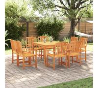 Outdoor Dining Set Solid Acacia Wood Brown 8-Seater 180x90cm Table with Cushions