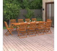 Outdoor dining set Solid acacia wood oiled 280x90cm Natural XL folding 10 chairs