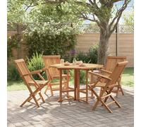 Outdoor Dining Set Teak 110x110x75cm Solid Wood 5pc Folding Natural Finish Seat4