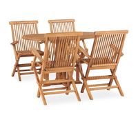 Outdoor Dining Set Teak Wood 120 x 70 x 75 cm Folding 5pc Patio Teak Seats 6pcs