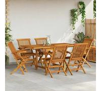 Outdoor dining set Teak wood warm colour extendable 110-160cm 6pc folding chairs