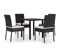 vidaXL Outdoor Dining Set 5 Piece with Cushions Poly Rattan Black Patio Seat