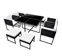 Outdoor Dining Set with Cushions Poly Rattan Garden Set 9/11/13 Piece vidaXL