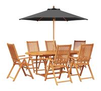 Outdoor Dining Set with Parasol Solid Acacia Wood Garden Dining Set Patio vidaX