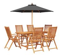 Outdoor Dining Set with Parasol Solid Acacia Wood vidaXL