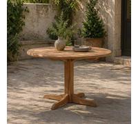 Outdoor Dining Table - 90cm - 2 Seater - Round - Pedestal - Natural - Teak Wood